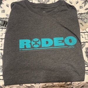 Hooey Charcoal Short Sleeve Tee with Bright Turquoise Rodeo Logo